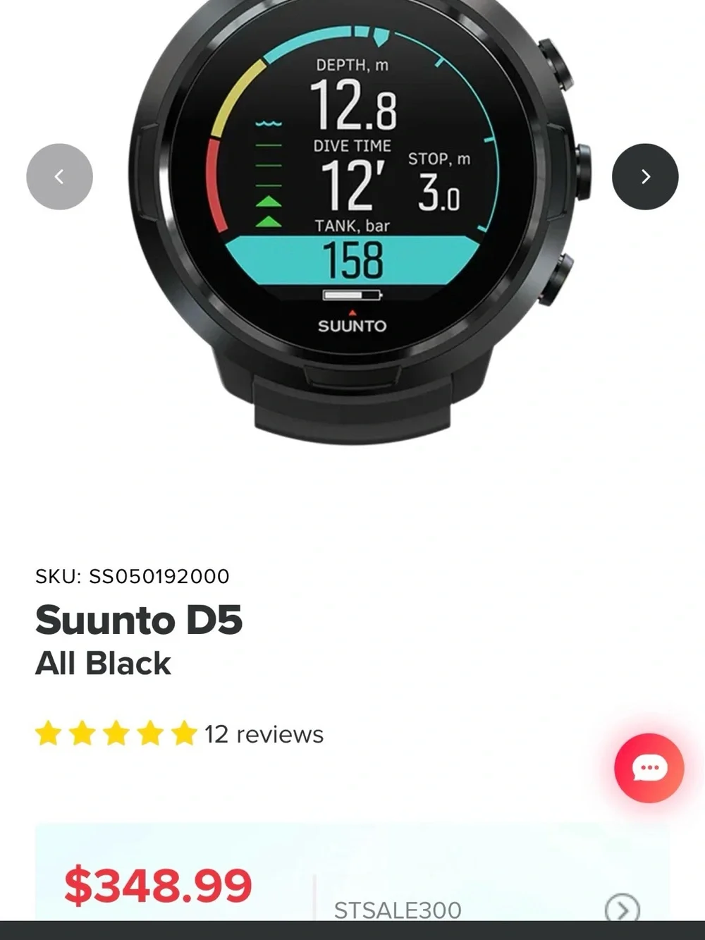SUUNTO D5 Black Dive Sport Watch with Charger